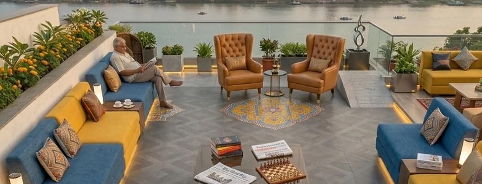 Senior citizen seating zone, rooftop